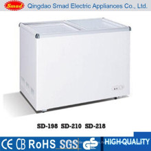 Refrigerador del helado de la puerta de cristal de la diapositiva 198L con CE ROHS